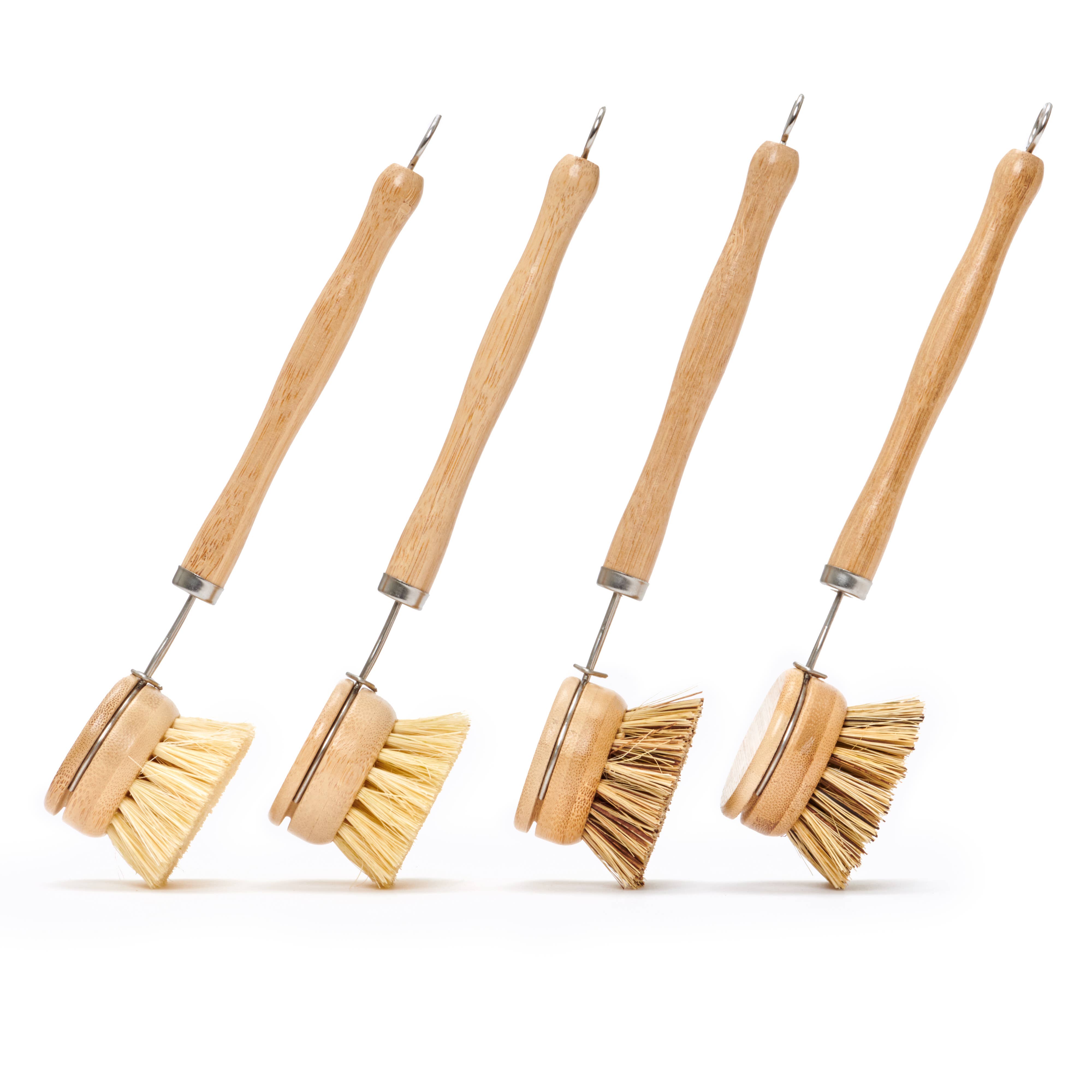 Long Handle Wood & Metal Dish Brush with Replaceable Head