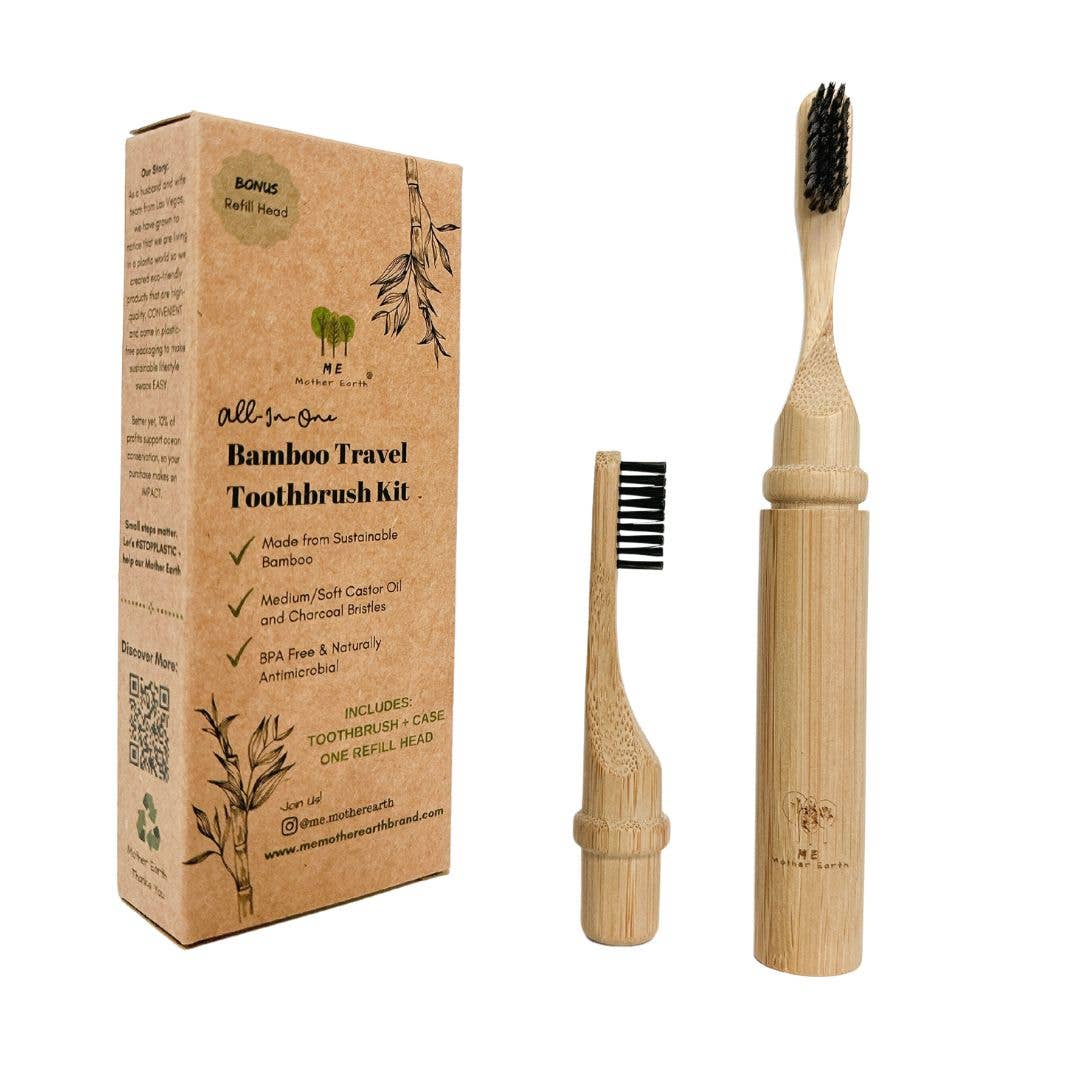 Bamboo Travel Toothbrush with Replaceable Head